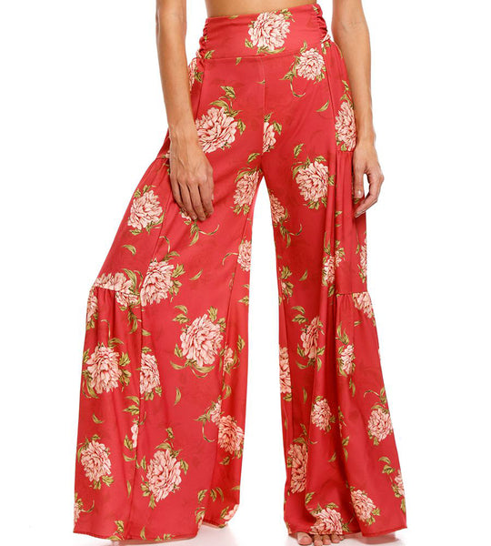 printing loose high waist flared wide-leg pants-Multicolor NSMDF131107