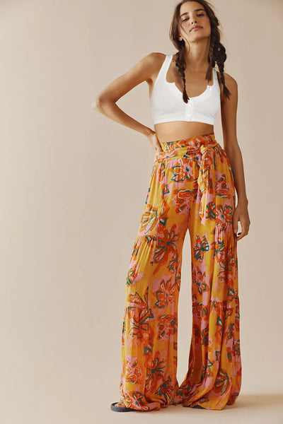 printing loose high waist flared wide-leg pants-Multicolor NSMDF131107