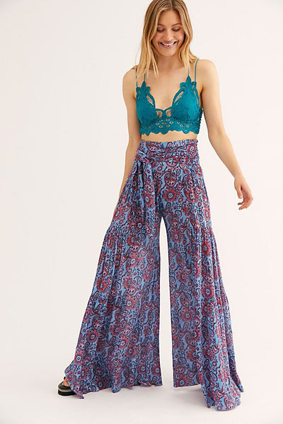 printing loose high waist flared wide-leg pants-Multicolor NSMDF131107