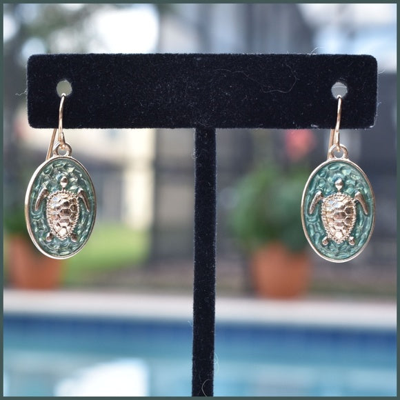 Turtle OVAL DANGLE EARRINGS